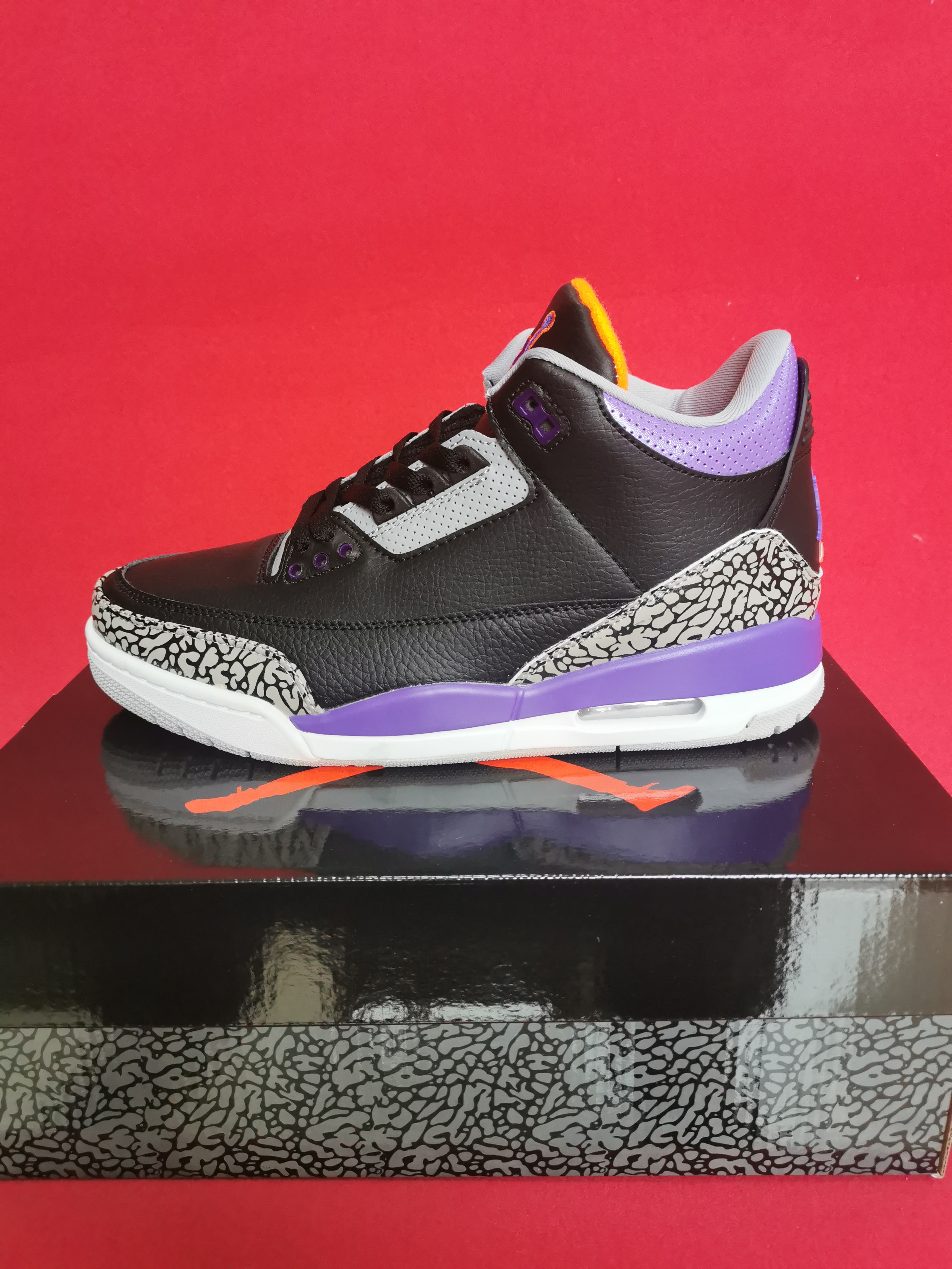 New Men Air Jordan 3 Black Grey Purple White Shoes